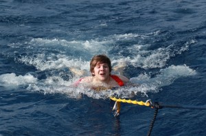 Man kann sich auch vom Schiff ziehen lassen