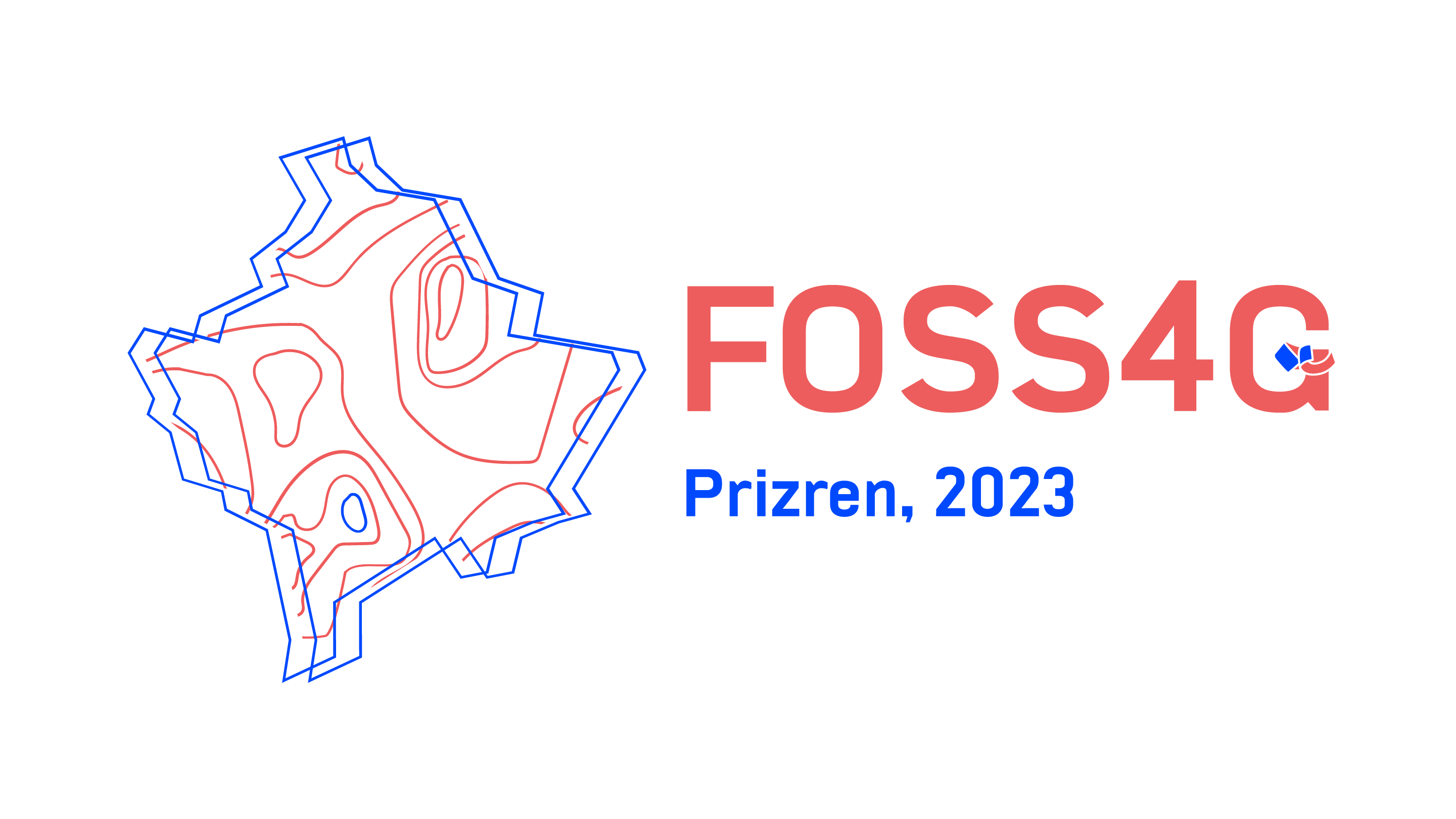 Logo der FOSS4G 2023, Prizren, Kosovo