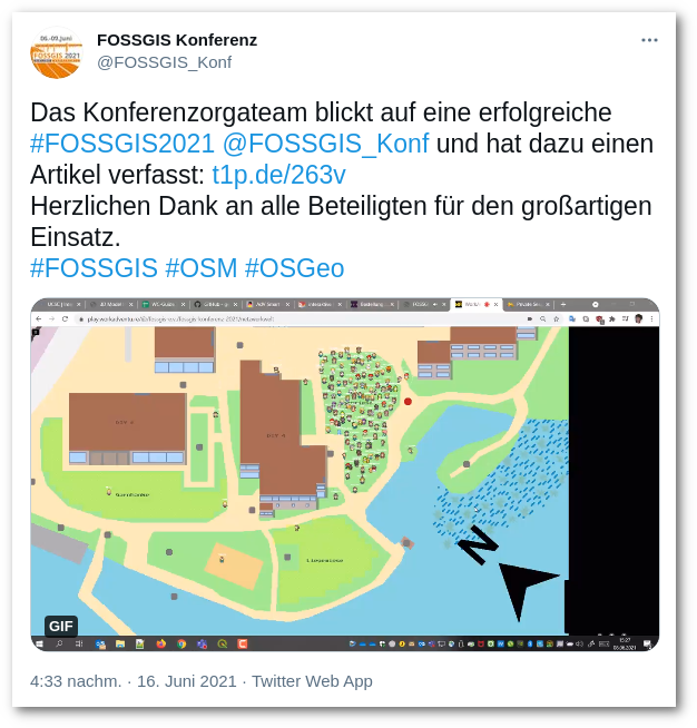 Screenshot eines Tweets zur FOSSGIS 2021