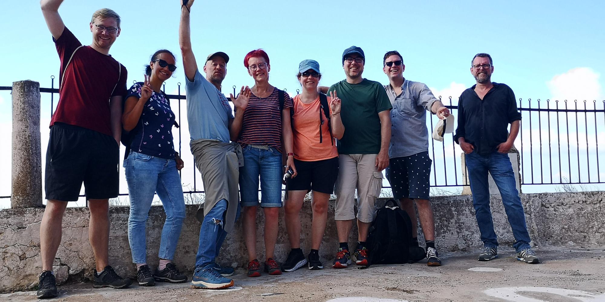 Group photo at the foot of the St. George Church (Church Άγιος Γεώργιος)